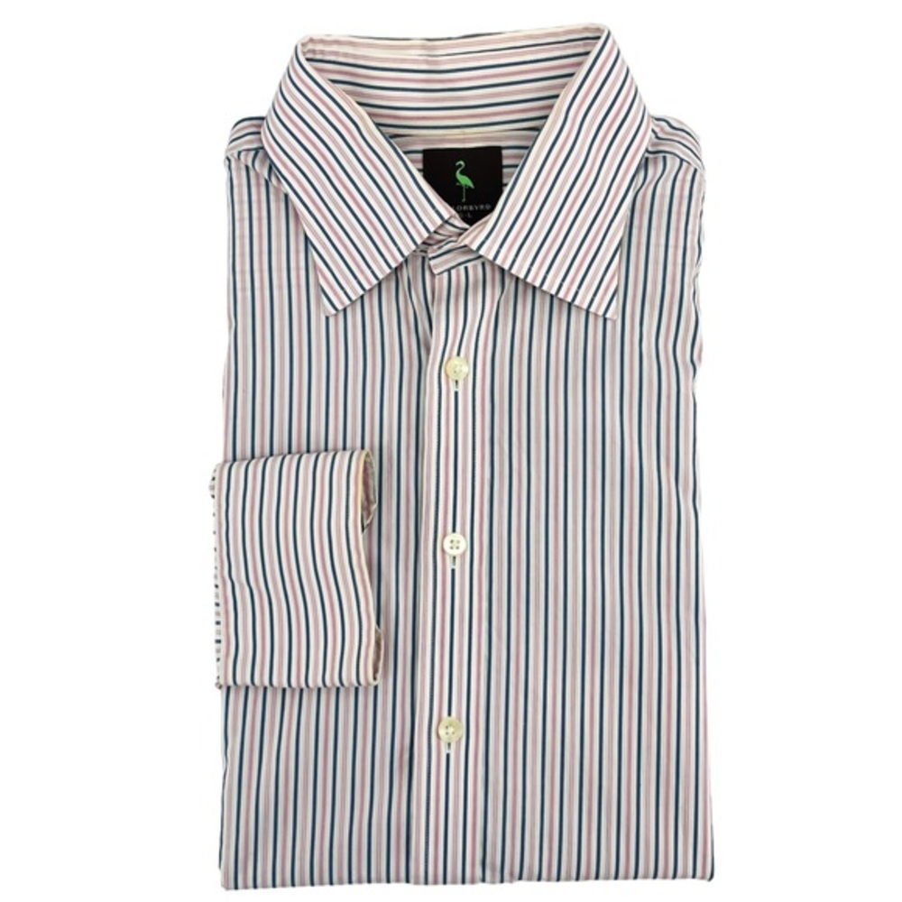 Tailorbyrd Mens Button Down Shirt Blue Striped Long Sleeve size Large 10352